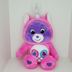 12” Care Bears Share Bear Unicorn with Removable Hoodie, New, Pink and Purple